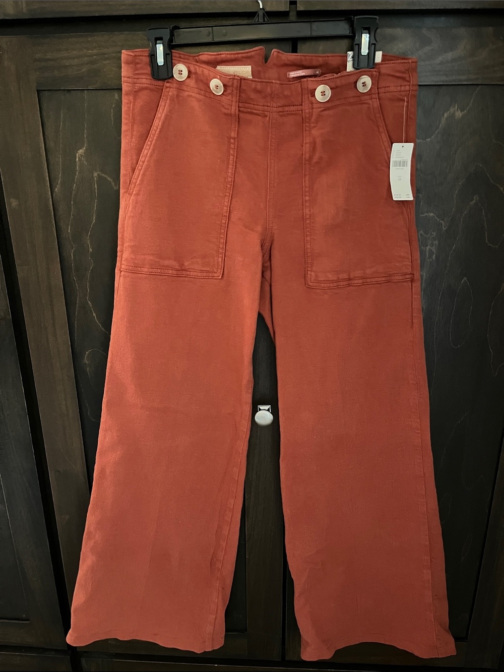 Pilcro Wide-Leg Corduroy Pants in Rust Orange